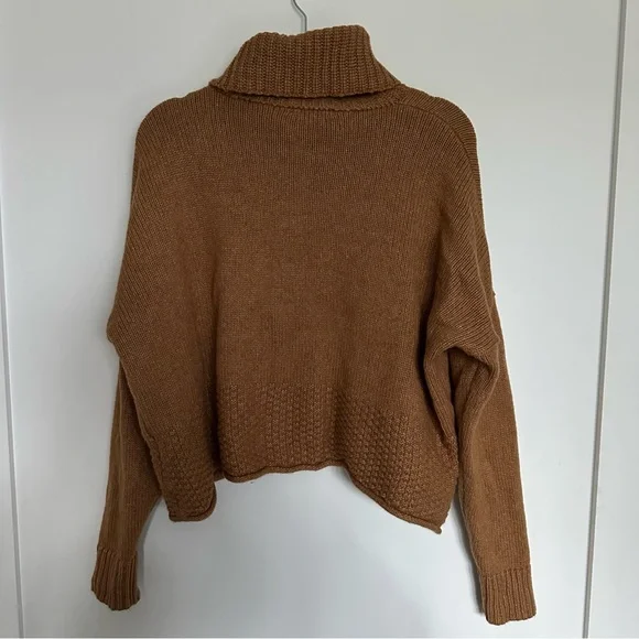 Madewell Sadler Turtleneck Cowl Neck Sweater Camel Brown Tan Casual Loose Sz M - Picture 5 of 5
